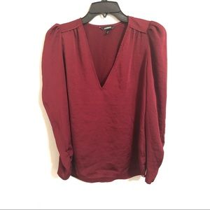 Express Red Satin/Silky Dress Shirt